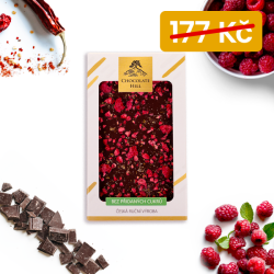 akce - 77 % čokoláda bez cukru s chilli a malinami 62,2g