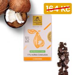 akce - 77% čokoláda bez cukru s kokosem 65g