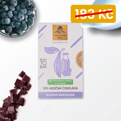 akce - 59% MLÉČNÁ čokoláda bez přidaných cukrů a sladidel (slazená borůvkami) 60g