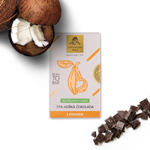 77% čokoláda bez cukru s kokosem 65 g designové foto