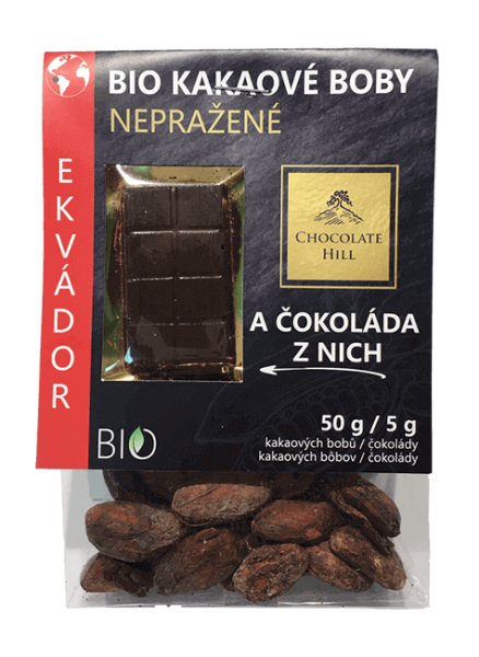 Nepražené kakaové boby z Ekvádoru BIO + ochutnávková čokoláda