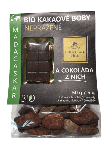 Nepražené kakaové boby z Madagaskaru BIO + ochutnávková čokoláda