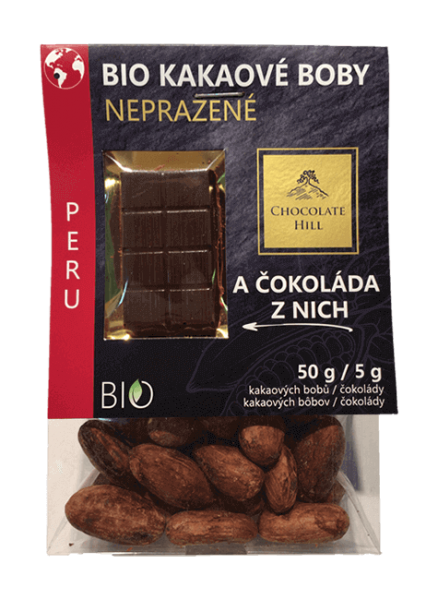 Nepražené kakaové boby z Peru BIO + ochutnávková čokoláda